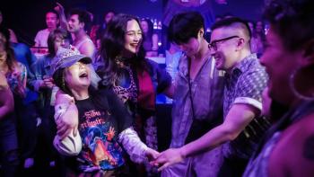 The Wedding Banquet movie: The four main characters laugh together while out at a club