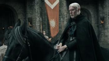 A Knight of the Seven Kingdoms TV show screenshot 2: Prince Maekar Targaryen rides in on horseback