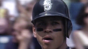 Alex vs ARod TV show screenshot 2: A young Alex Rodriguez in Seattle Mariners batting helmet.
