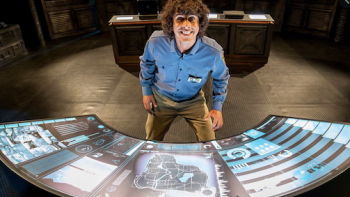 Andy's Top 5 TV Show: Andy at the computer. 