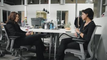 Angel City TV Show: Angel City Football Club founders (from left) Kara Nortman, Julie Uhrman in an office.