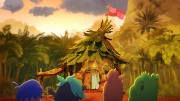 Angry Birds Mystery Island TV show: Main characters have their back to the camera, looking at their safe house