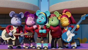 Be@rbrick TV show screenshot: a line of toy bears form a band