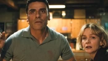 Beef Season 2 screenshot 2: Josh and Lindsay are seen in a tense moment at home; mid-argument, they are interrupted and both appear hectic and upset