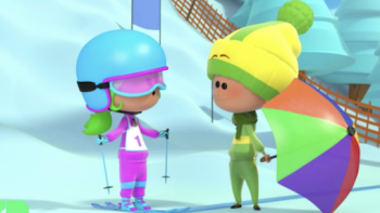Best Sports Ever! TV Series: Theo talks to a skier competing in moguls. 