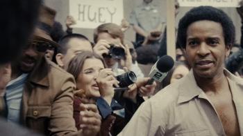 The Big Cigar TV show screenshot 2: Newton at a protest rally