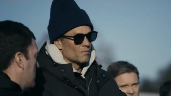 Built in Birmingham: Brady & The Blues TV show screenshot 1: Tom Brady wearing black hat and sunglasses.