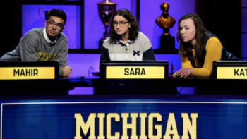 College Bowl TV Show: Scene #4, A team debates over an answer. 