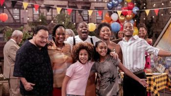 Crutch TV show screenshot 1: three generations of Crutches at a graduation party a