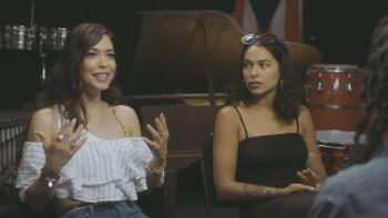 De La Calle TV show screenshot 3: Poet Caridad De La Luz talks as rapper Princess Nokia listens.