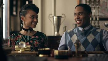 Dear White People TV Show: Samantha and Troy smile at each other at school