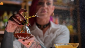 Drink Masters TV Show: Spritzing a cocktail. 