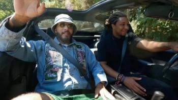 Drive with Swizz Beatz: Beatz (left) and Nasir (right) drive through the woods