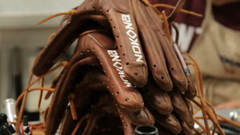 Baseball mitts. 