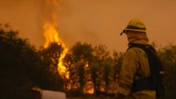 Fire Chasers TV Show: A firefighter prepared to go to the line