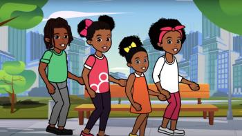 Gracie's Corner TV: Gracie and her friends dance in front of a park bench in the city.