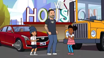 Gracie's Corner TV: Paul Wall, Gracie and a friend sing a remix version of Wheels on the Bus in front of a Houston city sign.