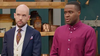 The Great British Baking Show the Professionals: presenters Liam Charles and Tom Allen