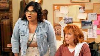 Happy's Place TV Show Screenshot #1: Reba McEntire, Belissa Escobedo talk to someone off camera