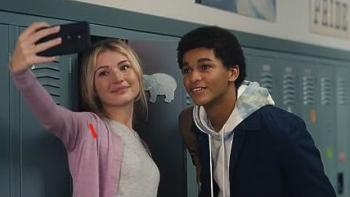 Harlan Coben's Shelter TV show screenshot 3:  two friends take a selfie in front of their lockers