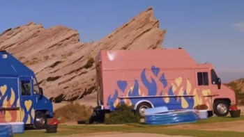 Hotties TV show: Food truck and kitty pool. 