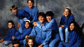 House of Kardashian TV show screenshot 1:  Bruce and Kris Jenner surrouned by their children all in denim. 
