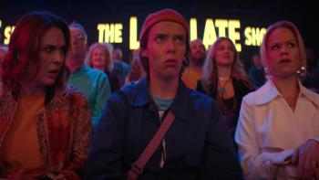 How to Get to Heaven from Belfast TV show screenshot 3: Dara, Saoirse and Robyn are in the audience of a show