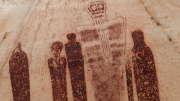 Investigation Alien TV show screenshot 2: Ancient cave paintings allegedly showing aliens.