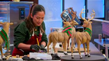 Is It Cake? Holiday TV Show screenshot 2: contestant Grace bakes a reindeer cake
