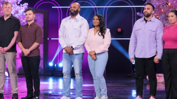 Is it Cake? Valentine's TV show screenshot 2: Couples stand together on set. 