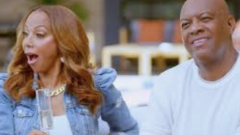 King's Court TV show screenshot 1: Holly Robinson Peete and Rodney Peete react to something.