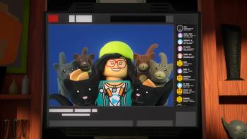 Lego Marvel Avengers Strange Tails TV Show: catfluencer Meryet Karim livestreams with a bunch of cats