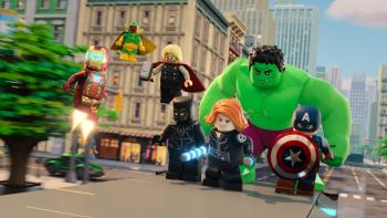 Lego Marvel Avengers Mission Demolition TV show screenshot 2: Avengers team ready to attack.