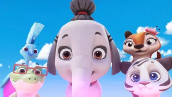 Lil Wild TV: Dil, Wobi, Rara, Kokeko and Meep look at the camera in awe.
