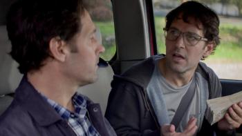 Living with Yourself Series: Miles argues with his clone as they drive together in a car. 