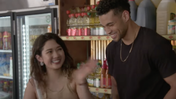 Love & Translation TV show screenshot 2: A bachelor flirts with Japanese woman. 