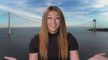 Made in Staten Island TV Series: A smiling young woman in front of a bridge backdrop