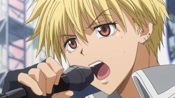 Maid Sama! TV Show: Takumi sings, holding a microphone to his face
