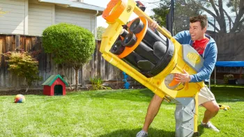 Mark Rober's CrunchLabs TV show: Mark aims one of his inventions