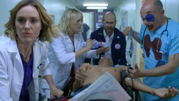 Medical Police TV Series: Dr. Lola Spratt (Erinn Hayes, left) anchors the Children's Hospital spin-off