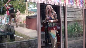 Merpeople: Mermaid Sparkles getting ready for a show.