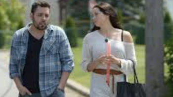 Mohawk Girls TV Show: Bailey walks with a date on a sunny day and eats an orange popsicle. 