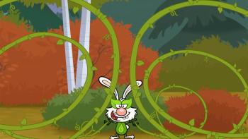 Nature Cat: The Nature-tastic Four Movie TV show screenshot 2: Plant Bunny uses their plant power creating a pair of spiraling vines.