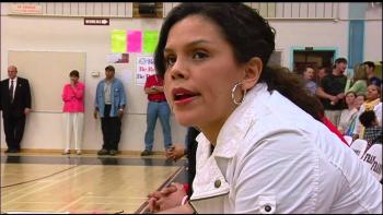 Off the Rez Movie: Ceci Moses coaches from the sidelines in a gymnasium
