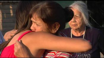 Off the Rez Movie: A teen girl hugs her family goodbye