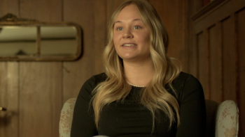 One Night In Idaho: The College Murders TV show screenshot 3:  A blonde Emily Alandt wearing black shirt. 