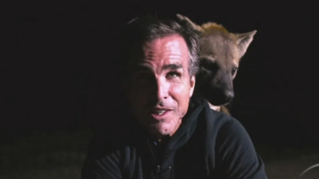 Rogue Trip TV Show: Sitting with a hyena. 