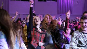 Schooled TV Series: Lainey (AJ Michalka) moshes during class hours