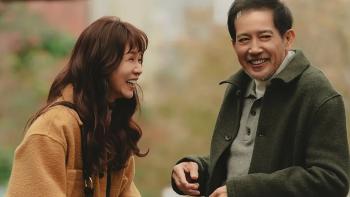 Forget You Not TV show screenshot: A brunette Asian woman and an elderly Asian man with a band-aid on his forehead laugh together