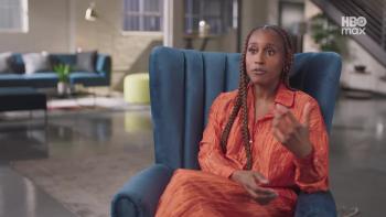 Seen & Heard: The History of Black Television: Issa Rae speaks while sitting in a chair. 